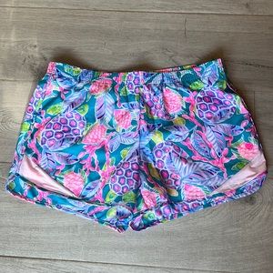 Lilly Pulitzer running shorts.